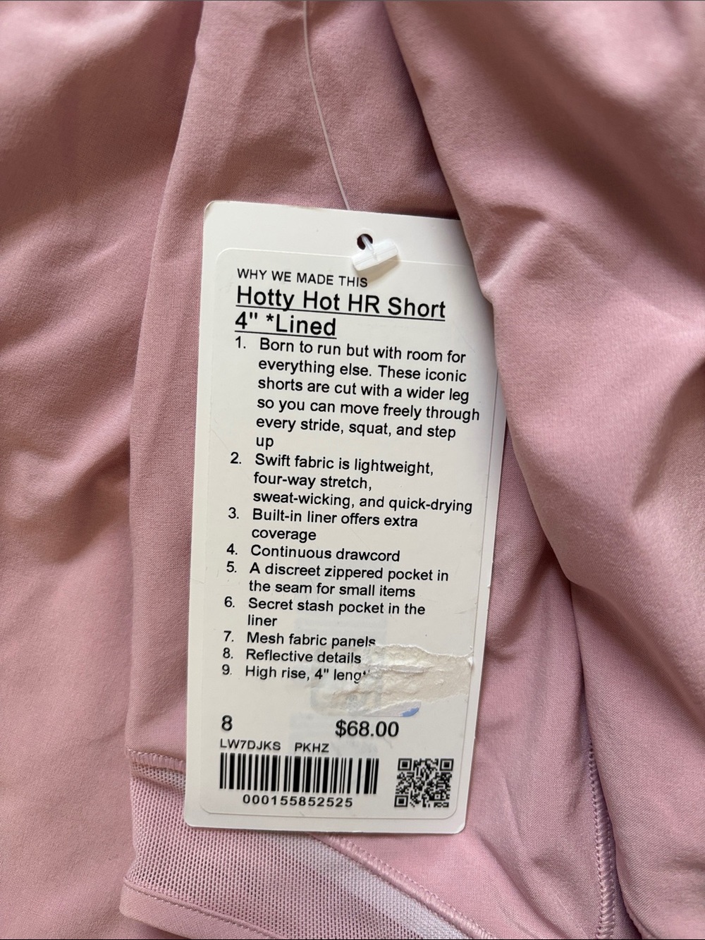 LULULEMON HOTTY HOT HR SHORTS 4” in PINK HAZE SZ 6,8,10 NWT - Picture 8 of 11